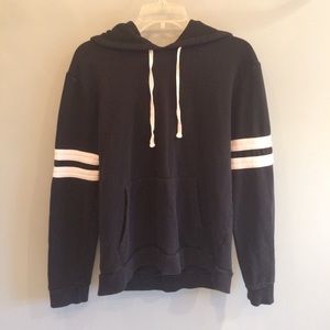 Black double striped hoodie